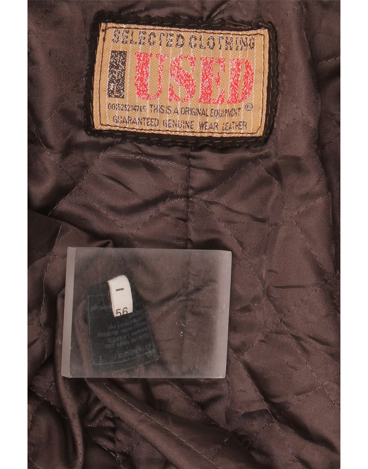 Jaqueta de couro masculina vintage IT 56 3XL couro marrom