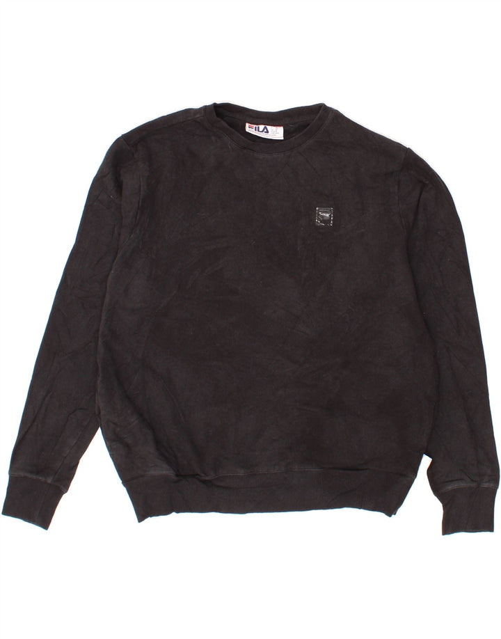 FILA Womens Sweatshirt Jumper UK 14 Medium Black Cotton Vintage Fila and Second-Hand Fila from Messina Hembry 