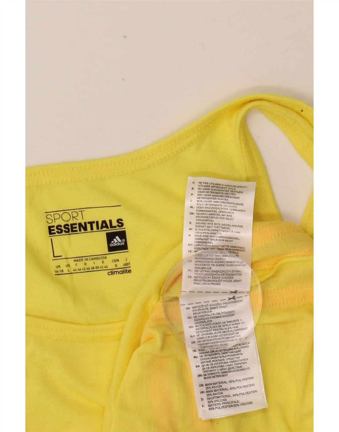 ADIDAS Womens Climalite Vest Top UK 16/18 Grande Amarelo Poliéster