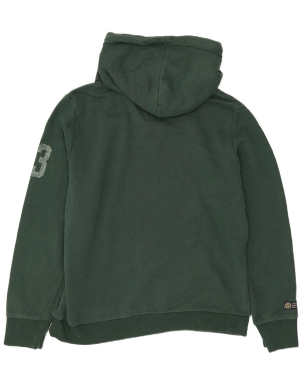 SUPERDRY Womens Graphic Hoodie Jumper UK 16 Large  Green Cotton