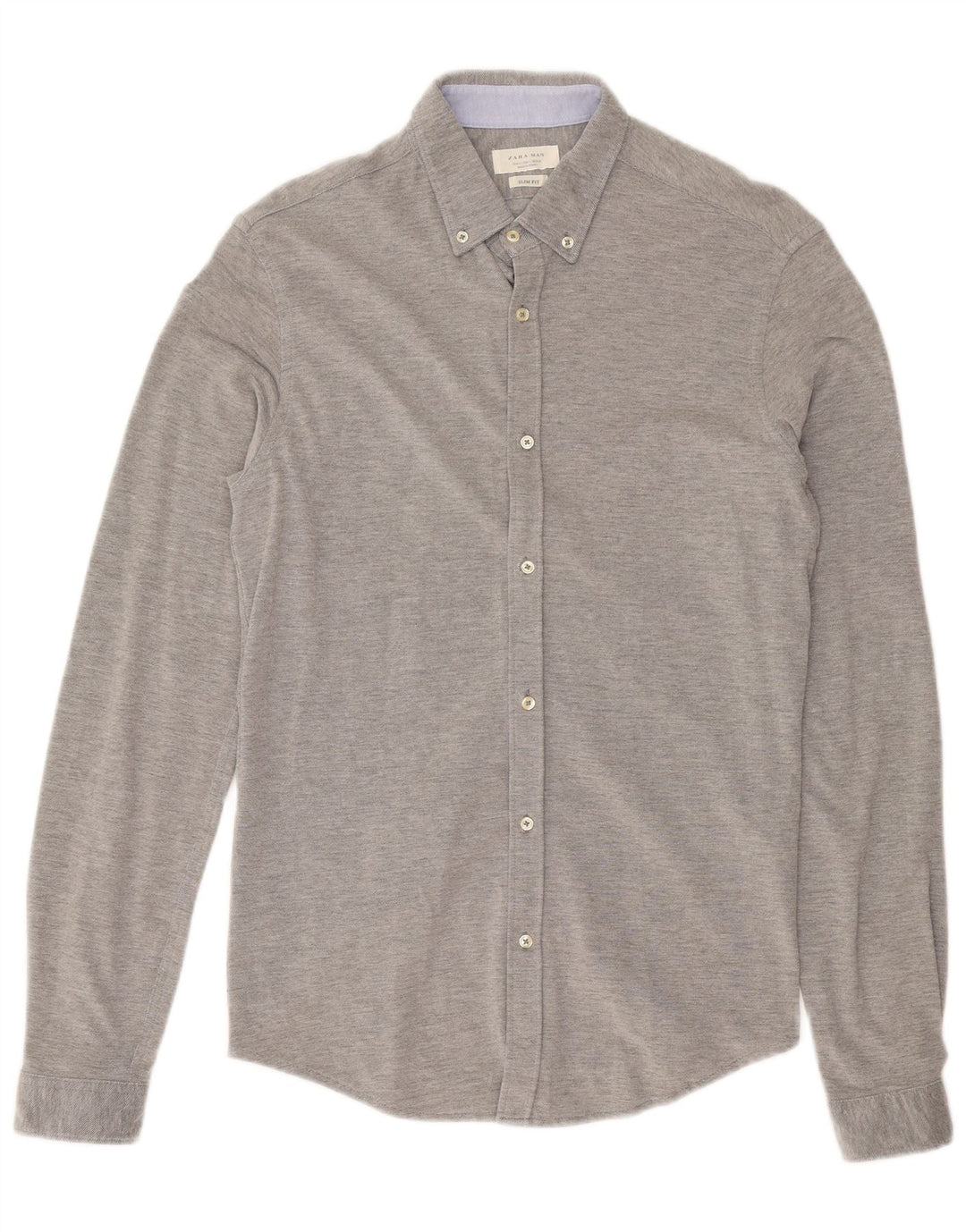 Camisa masculina ZARA Slim Fit grande algodão cinza