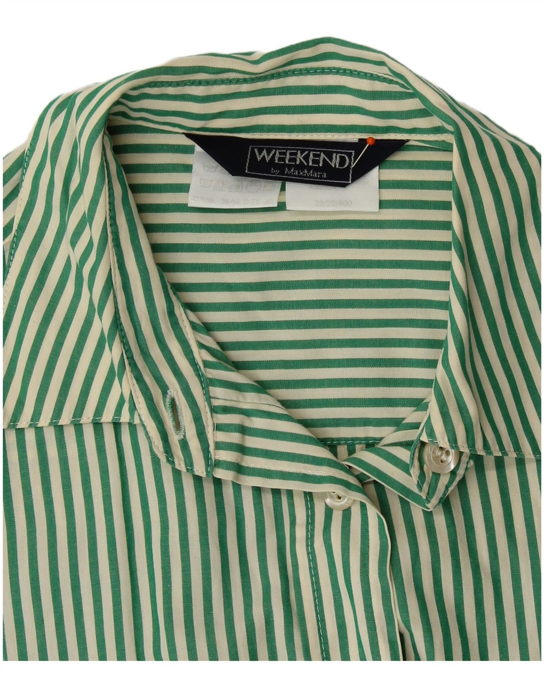 Camisa feminina de fim de semana MAX MARA UK 16 listra verde grande