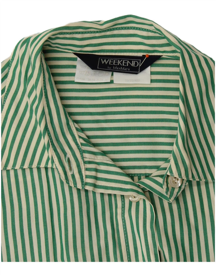 Camisa feminina de fim de semana MAX MARA UK 16 listra verde grande