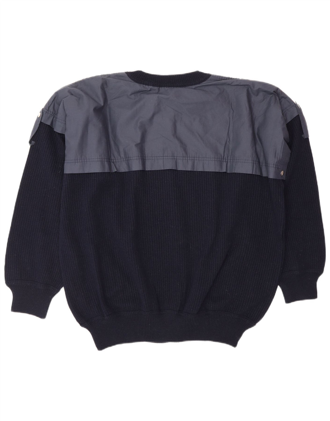 Suéter cardigã masculino vintage XL azul marinho lã colorblock