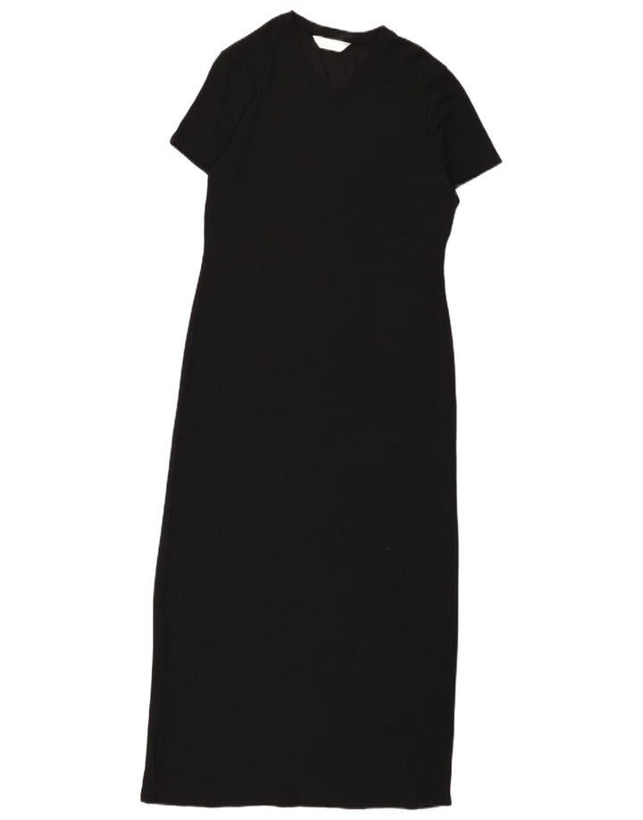Vestido maxi feminino Marks & Spencer Reino Unido 10 pequeno nylon preto