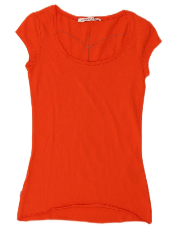 Camiseta feminina LEVI'S UK 8 pequeno algodão laranja