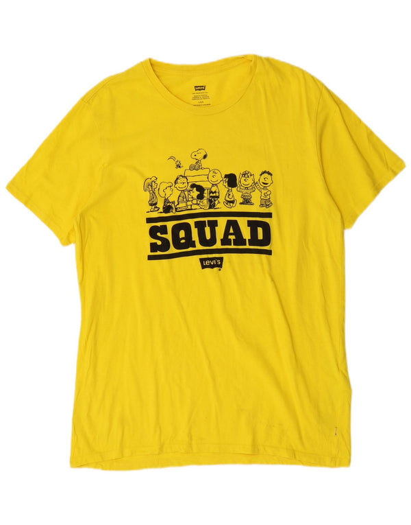 Camiseta masculina Levi's Peanuts Graphic Top grande de algodão amarelo