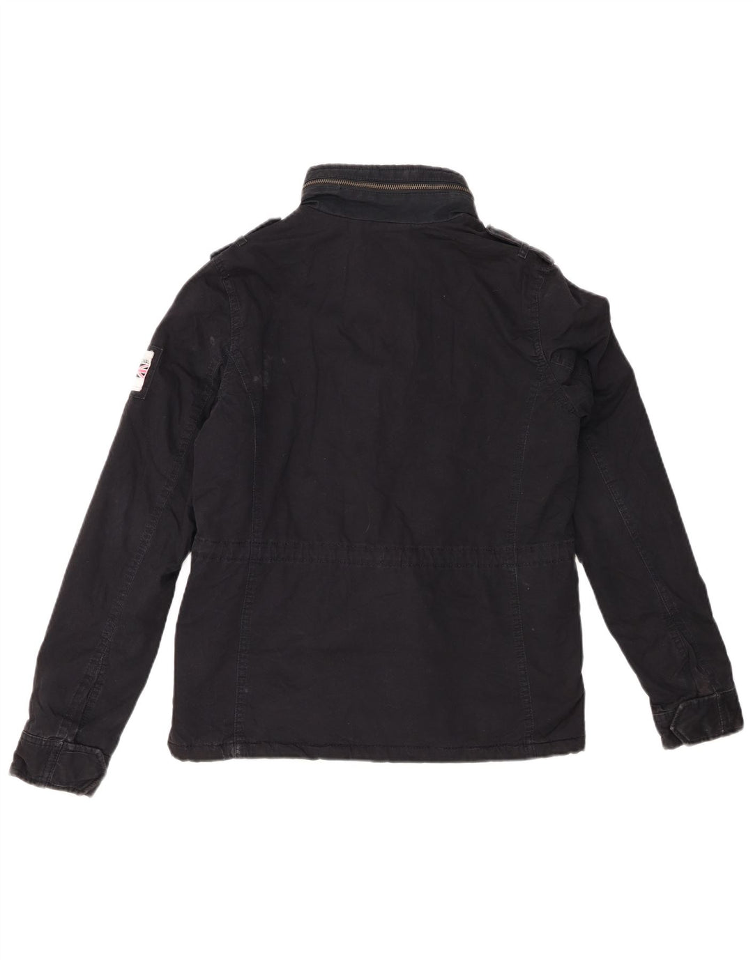 Jaqueta militar Sherpa feminina Superdry UK 10 pequena azul marinho