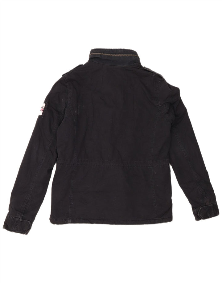 Jaqueta militar Sherpa feminina Superdry UK 10 pequena azul marinho