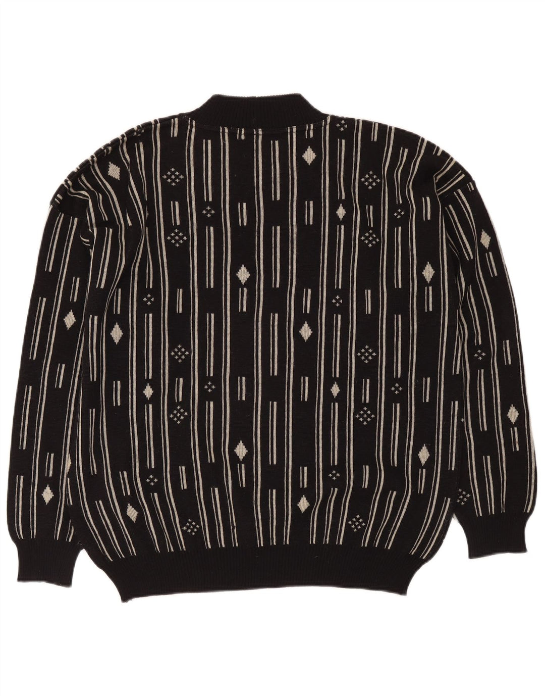 Suéter masculino De Pietri com gola redonda IT 48 médio preto geométrico