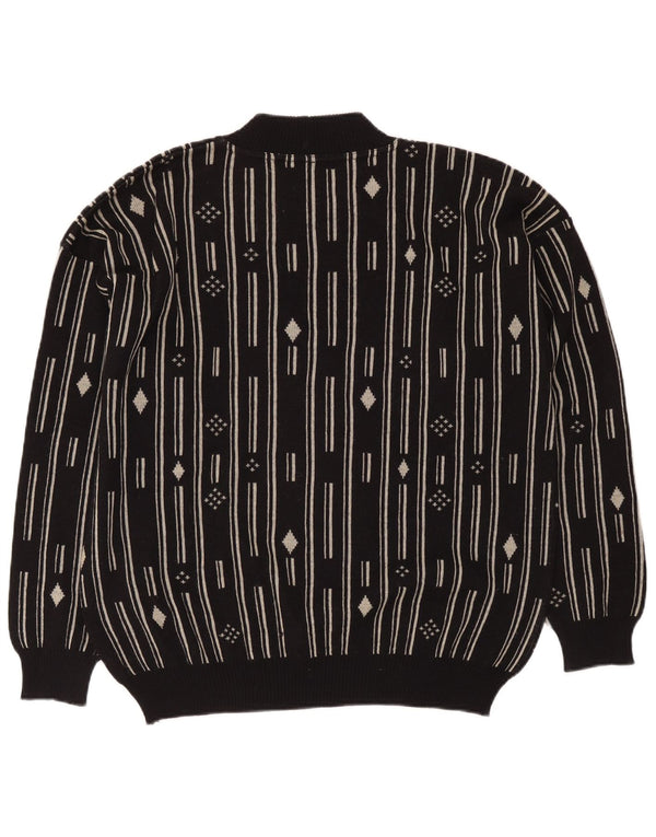 Suéter masculino De Pietri com gola redonda IT 48 médio preto geométrico