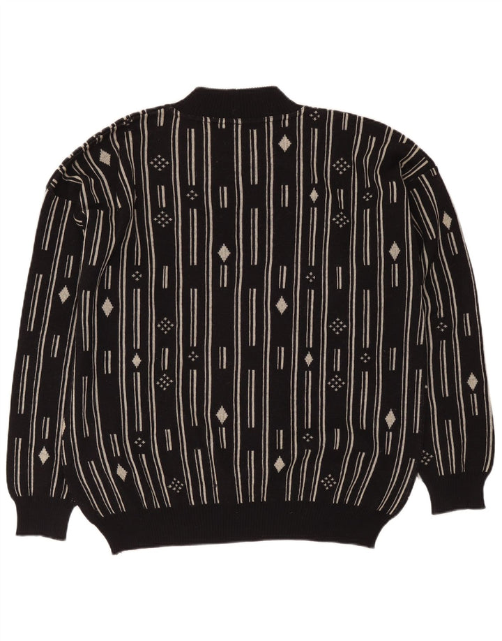 Suéter masculino De Pietri com gola redonda IT 48 médio preto geométrico
