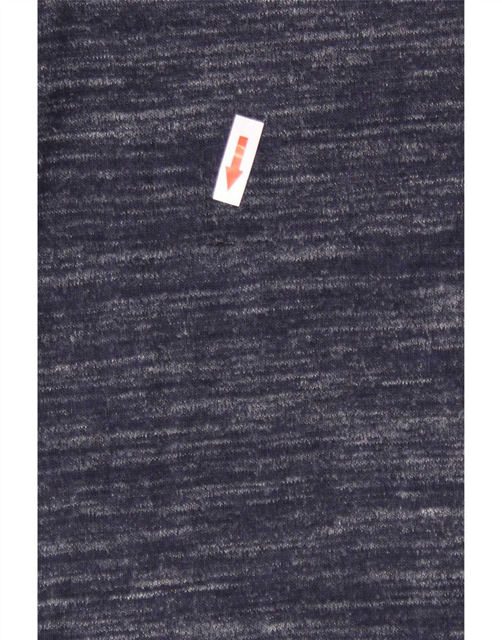 Top feminino Marks & Spencer manga comprida Reino Unido 10 pequeno azul marinho manchado