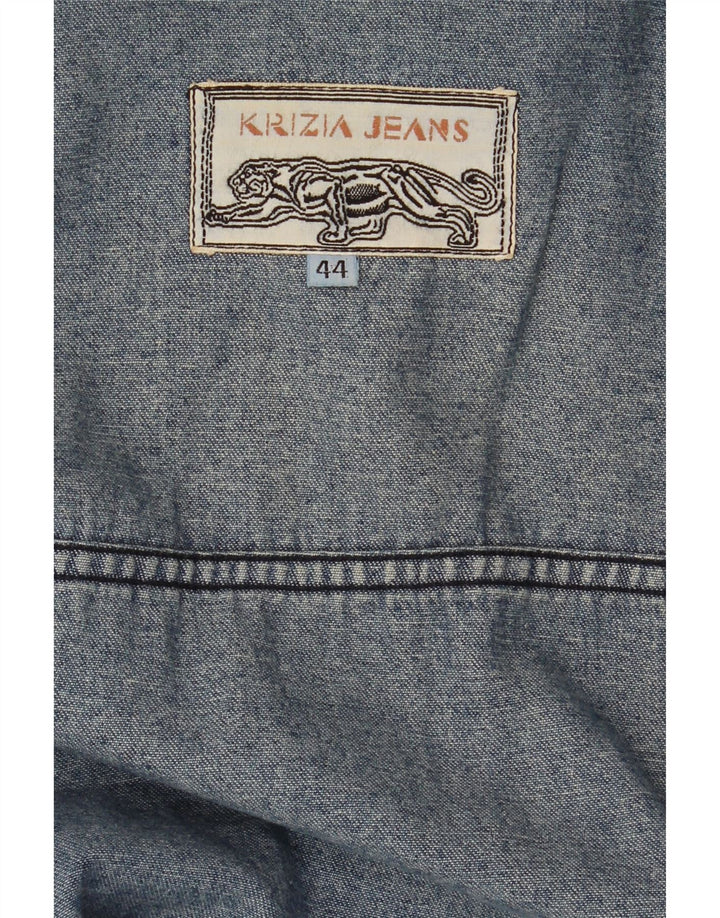 KRIZIA JEANS Jaqueta jeans feminina oversized IT 44 azul médio floral
