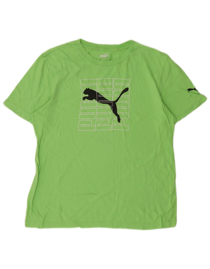 Camiseta feminina PUMA com estampa gráfica UK 14 verde médio