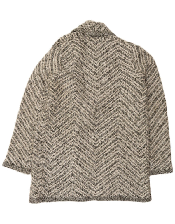Suéter cardigã feminino Longline da Marks & Spencer Reino Unido 14 cinza médio Chevron
