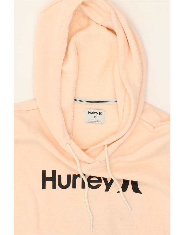 HURLEY Womens Graphic Hoodie Jumper UK 6 XS Pink Cotton Vintage Hurley and Second-Hand Hurley from Messina Hembry 