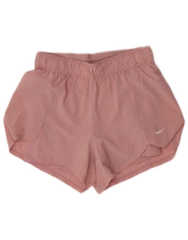 Shorts esportivos femininos Nike Dri Fit UK 10 pequeno rosa poliéster