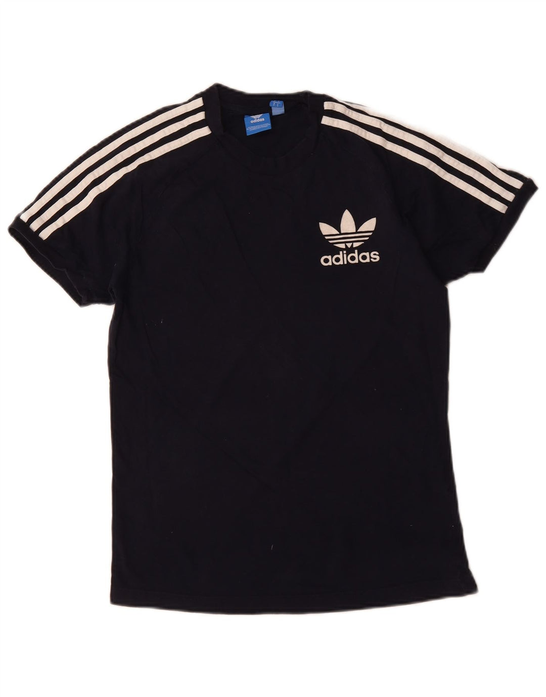 ADIDAS Womens Graphic T-Shirt Top UK 10 Pequeno Azul Marinho Algodão