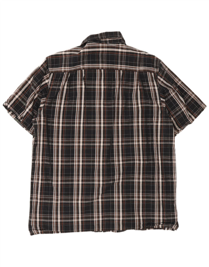 Camisa masculina de manga curta Dickies, grande, preto, xadrez, algodão