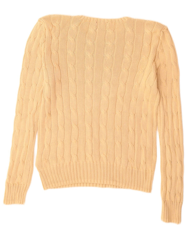 Suéter feminino Polo Ralph Lauren com gola redonda, 12 algodão bege médio
