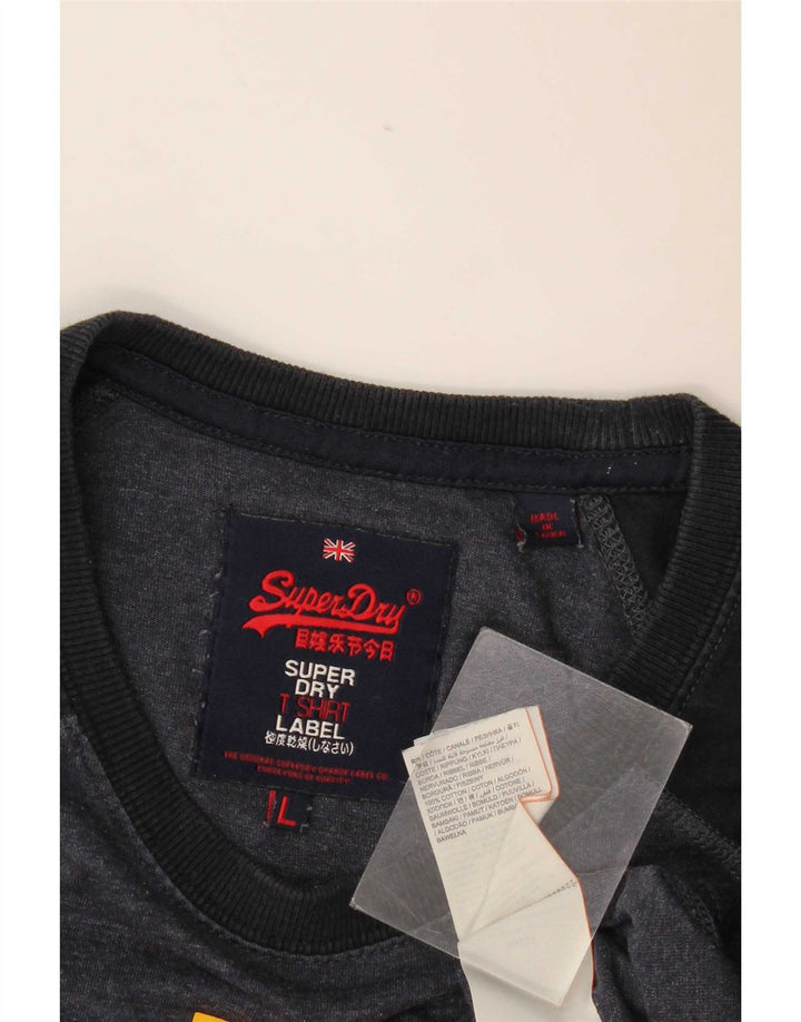 Superdry camiseta masculina gráfica top grande cinza colorblock algodão