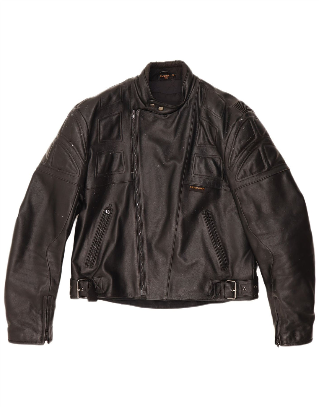 Jaqueta de couro masculina REVENGER Moto Racer IT 56 3XL couro preto