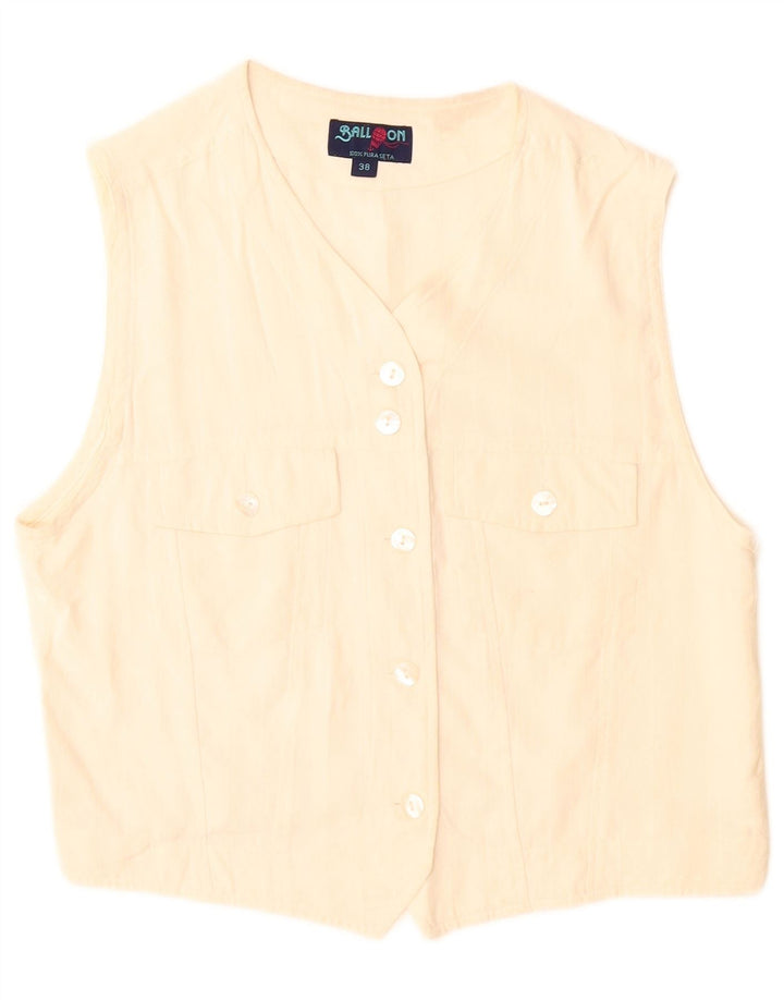 Blusa feminina balão sem mangas EU 38 médio off white seda