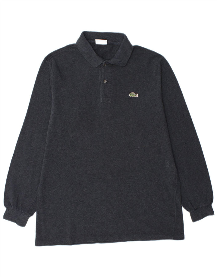 Camisa polo masculina de manga comprida Lacoste tamanho 4 algodão cinza médio