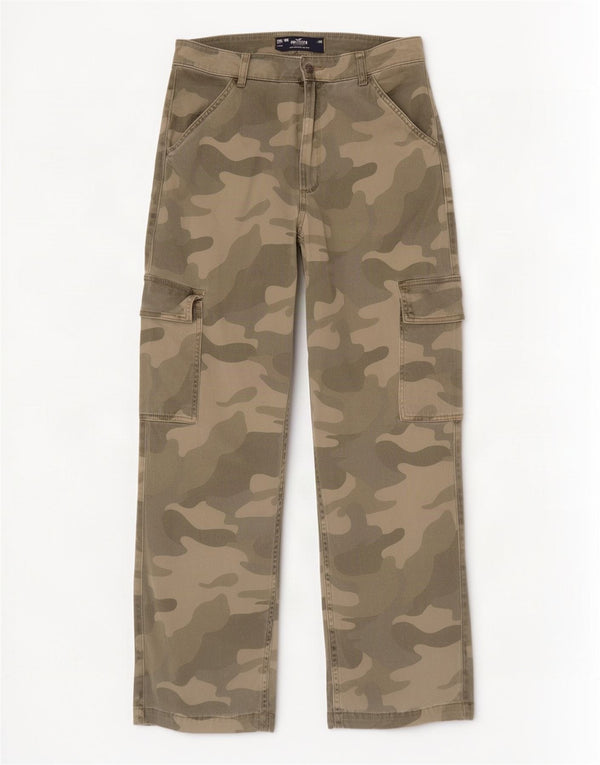 Calça cargo feminina Hollister Dad cintura alta EUA 10 grande W30 L30 cáqui