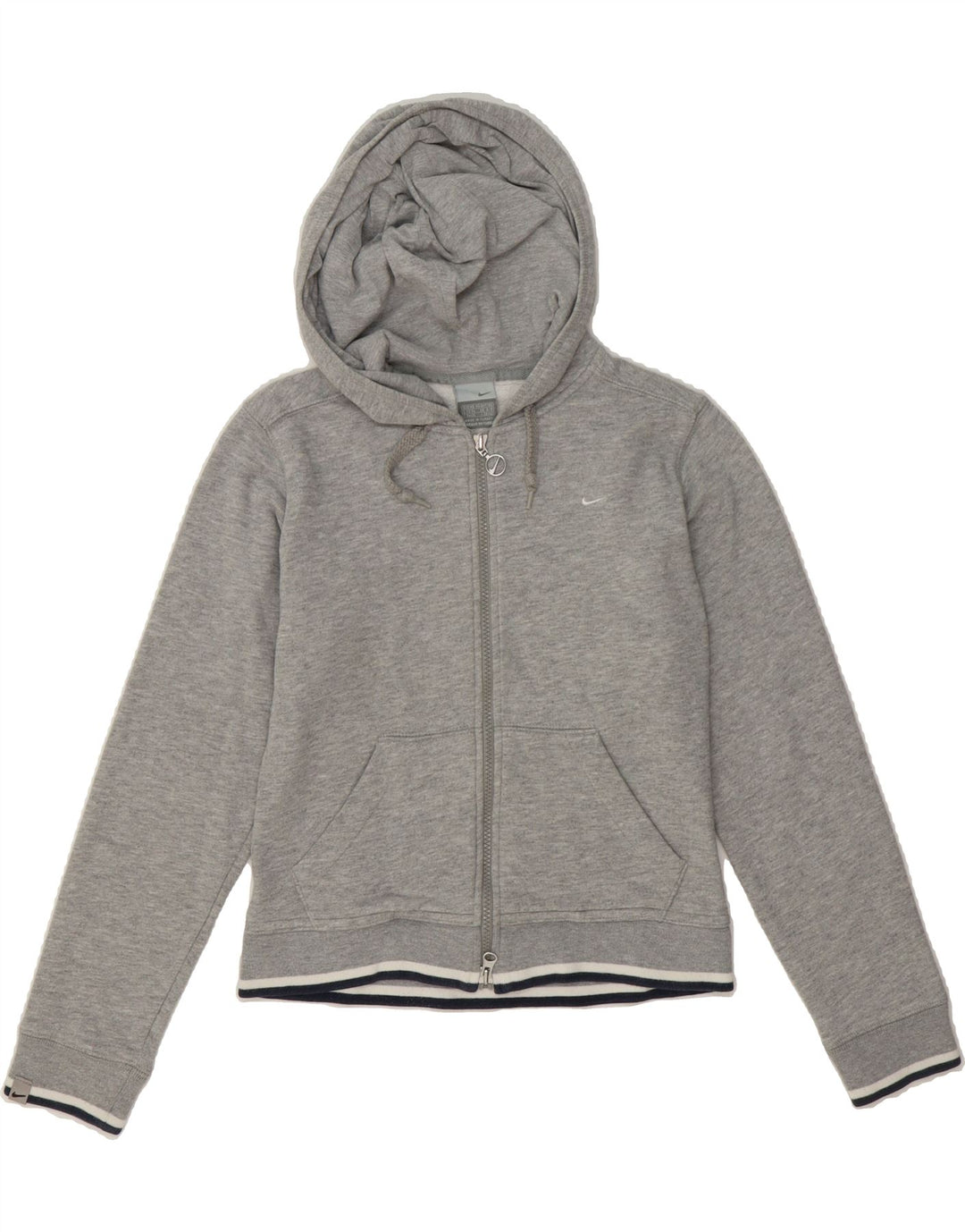 NIKE Womens Zip Hoodie Sweater UK 6/8 XS Grey Cotton Vintage Nike and Second-Hand Nike from Messina Hembry 
