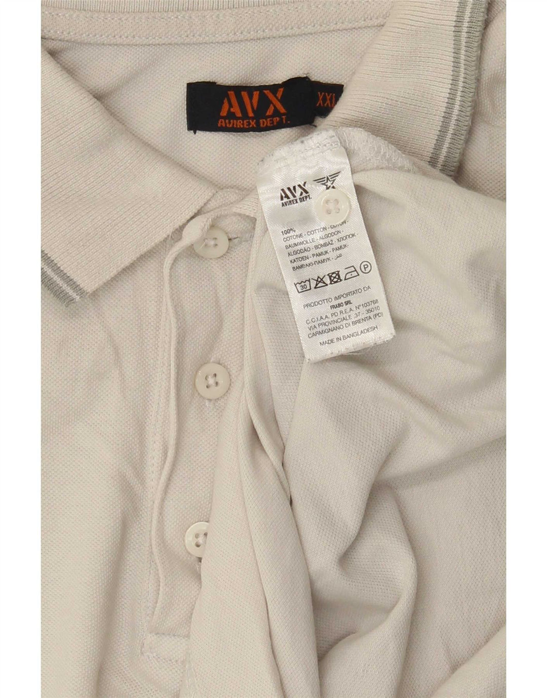 Camisa polo masculina Avirex 2XL algodão listrado branco