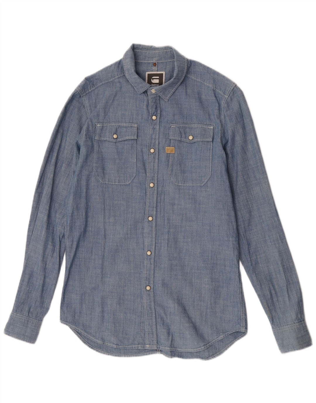 Camisa masculina G-Star de algodão azul médio