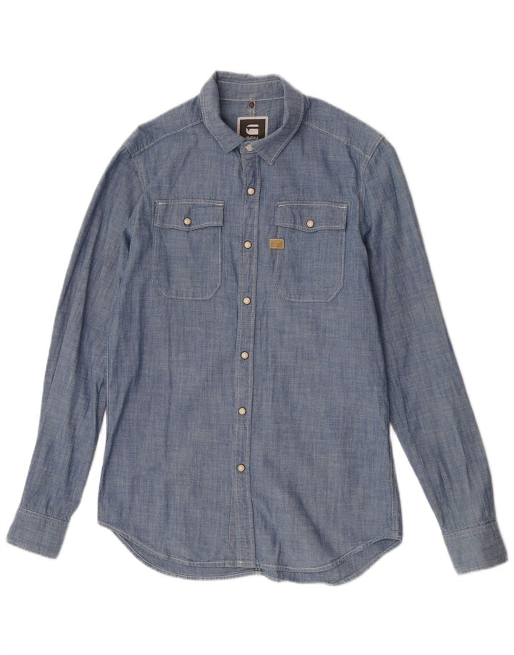 Camisa masculina G-Star de algodão azul médio