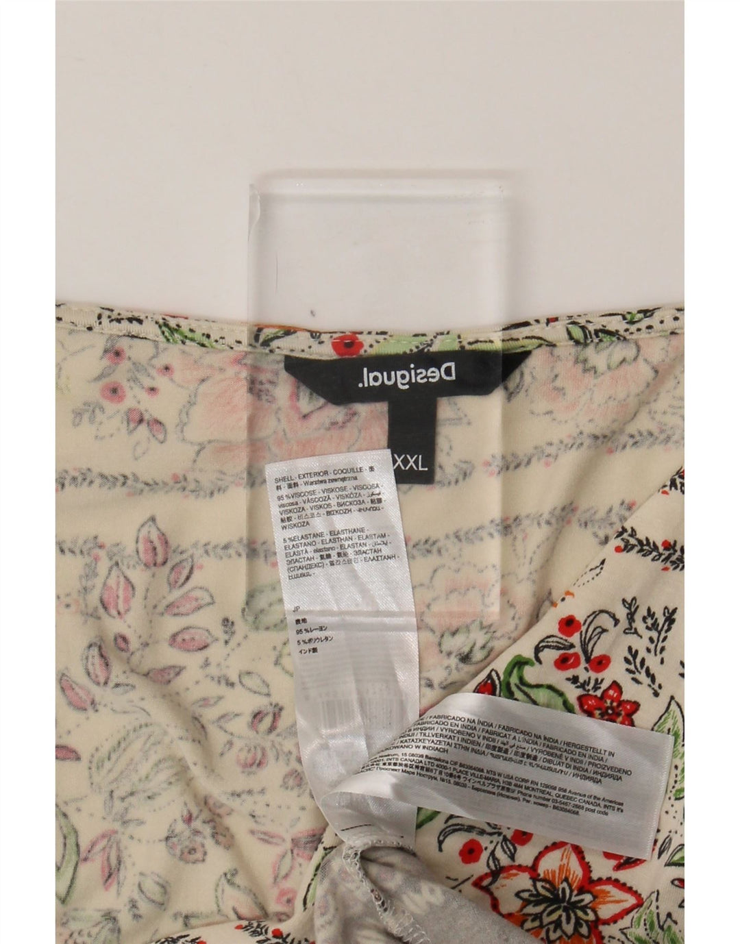 Blusa feminina DESIGUAL UK 20 2XL viscose floral branca