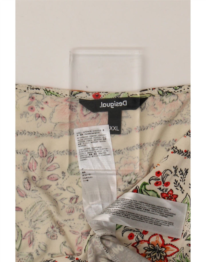 Blusa feminina DESIGUAL UK 20 2XL viscose floral branca