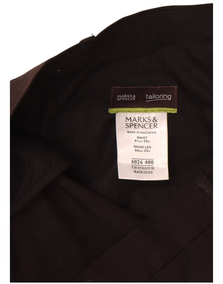 Calça chino masculina Marks & Spencer sob medida reta W32 L33 preta