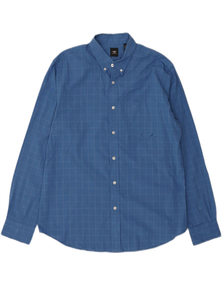 Camisa xadrez masculina Dockers grande algodão xadrez azul