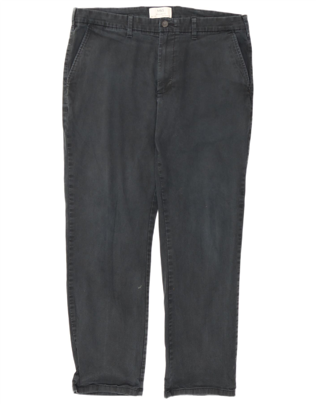 Calça chino masculina Marks & Spencer reta regular fit W36 L29 cinza