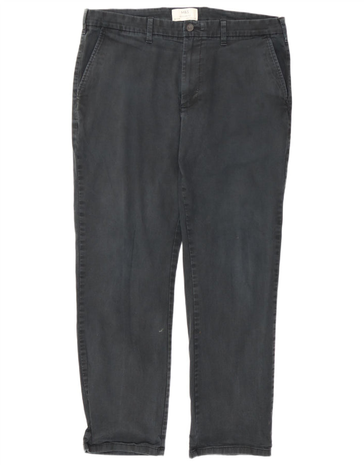 Calça chino masculina Marks & Spencer reta regular fit W36 L29 cinza