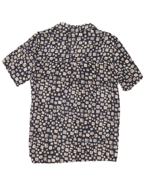 Blusa feminina Clio manga curta Reino Unido 16 grande azul marinho geométrico