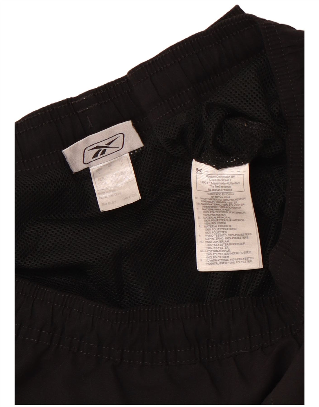 Shorts esportivos gráficos masculinos REEBOK poliéster preto grande