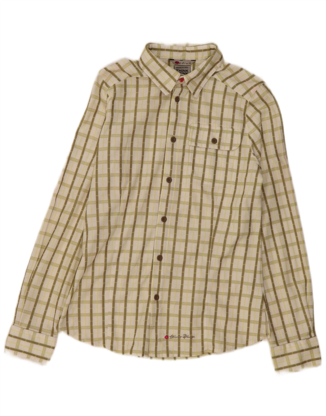 Camisa Think Pink Boys 11-12 Anos Médio Off White Poliéster Xadrez