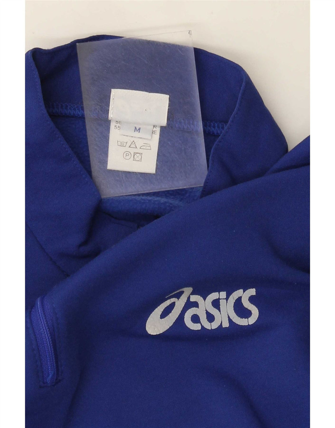 Asics Mens Zip Neck Moletom Jumper Médio Azul Colourblock Poliéster