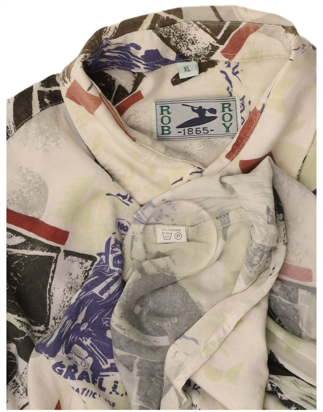 ROB ROY Camisa masculina gráfica de manga curta XL multicolorida patchwork viscose