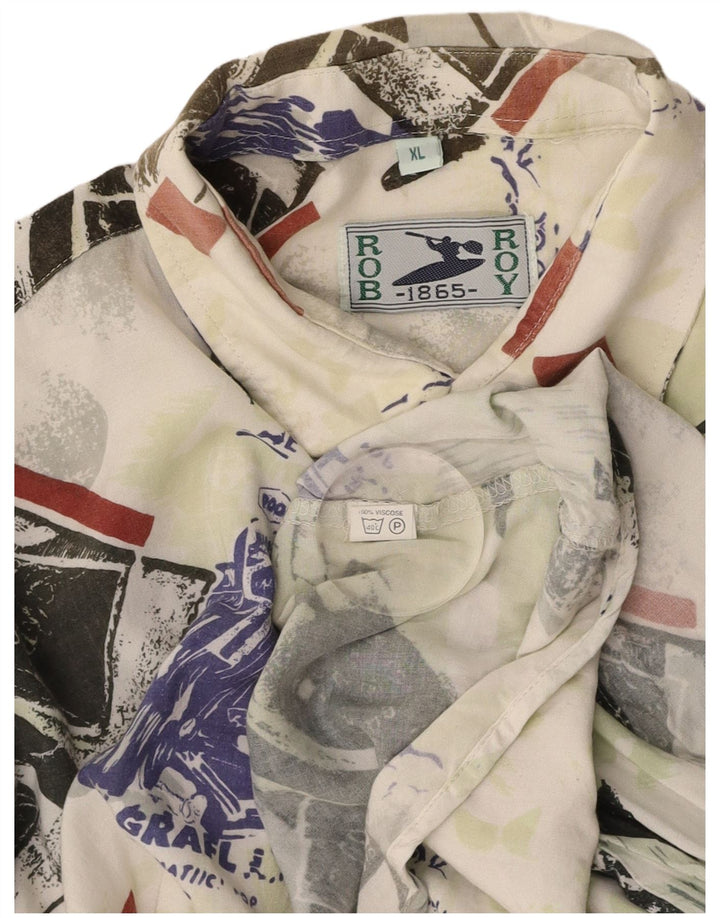 ROB ROY Camisa masculina gráfica de manga curta XL multicolorida patchwork viscose