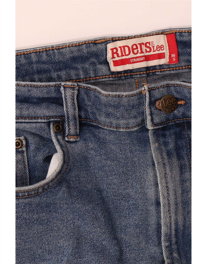 Lee Mens Riders Straight Jeans W36 L30 Azul Algodão