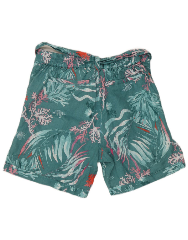 Shorts Chino Feminino Fat Face Reino Unido 8 Pequeno W26 Linho Floral Verde