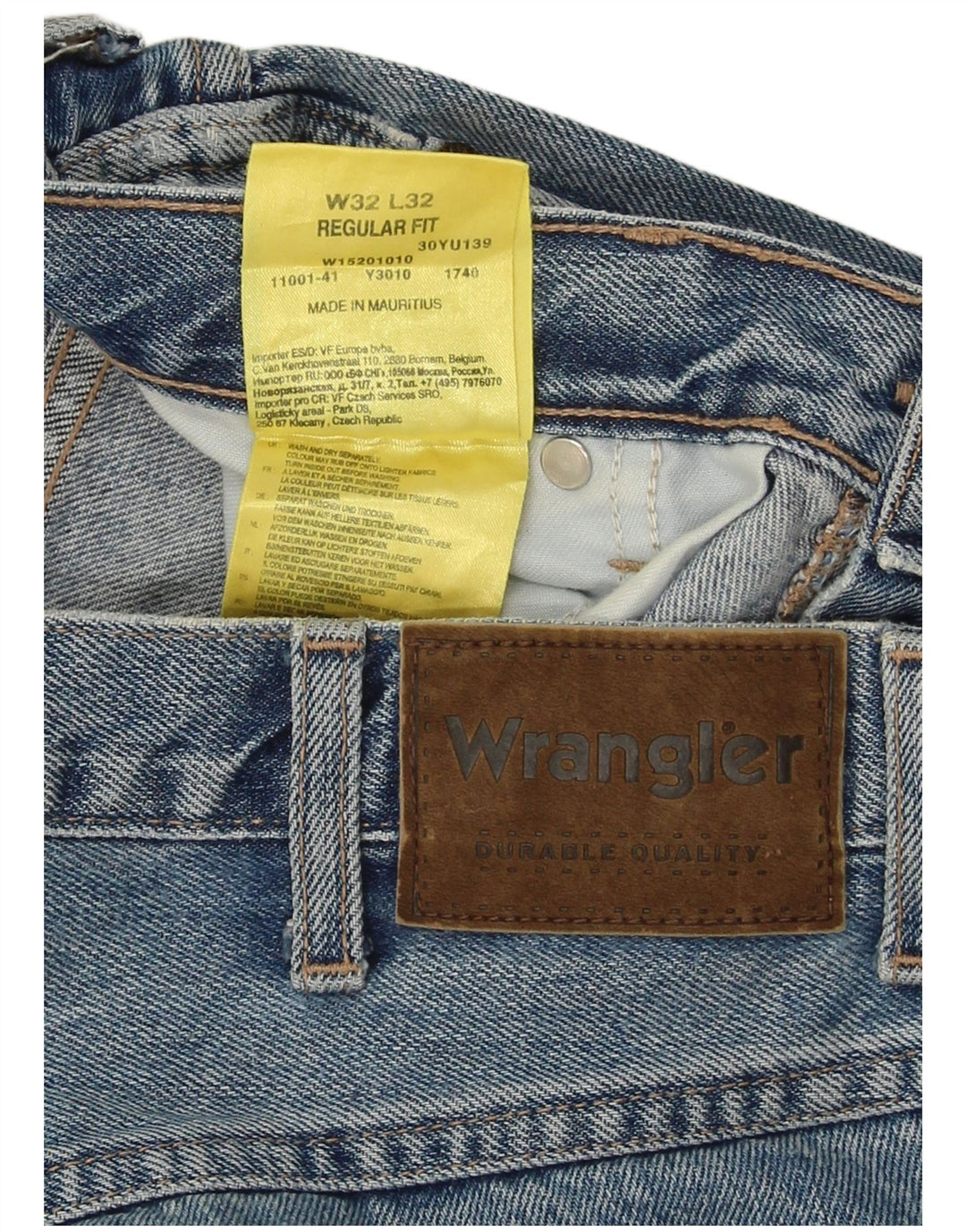 Wrangler masculino regular fit jeans reto W32 L32 algodão azul