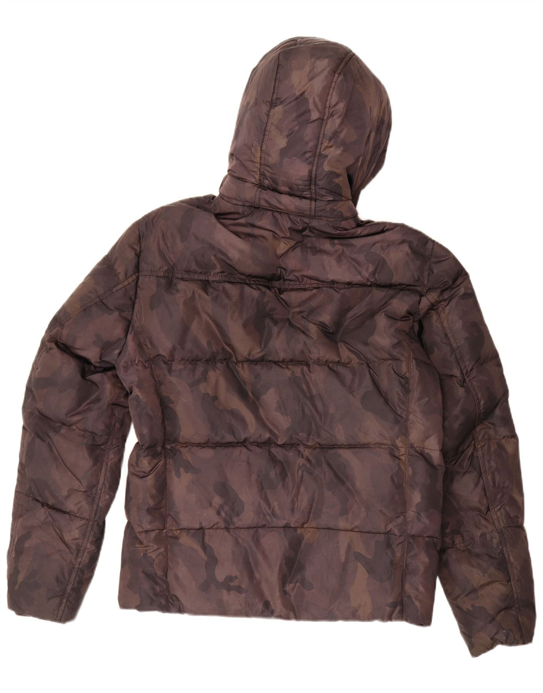 Fay Jaqueta masculina acolchoada com capuz Reino Unido 36 pequena camuflagem marrom